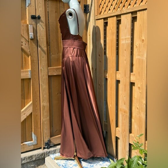 🆕 BRONX & BANCO 🧿 NWOT Leo Chocolate Brown Silk-Blend Maxi Dress, Sz S US 4 - Picture 6 of 15